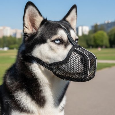Muselière pour chien​ sur notre compagnon en promenade