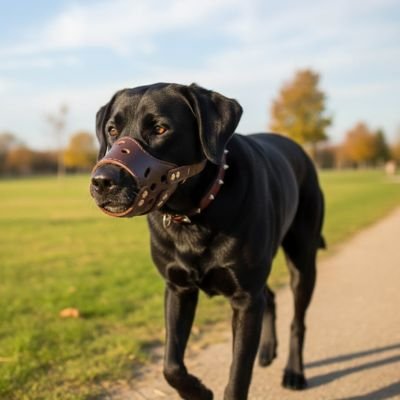 Muselière pour chien​ sur notre toutou en balade 