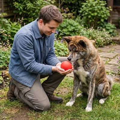 Nos amis joue avec balle chien