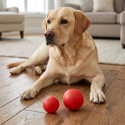 Notre ami joue avec balle chien