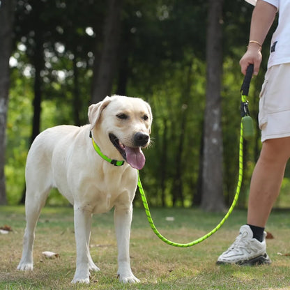 notre chien labrador avait laisse pour chien autour du cou se promenant avec son maitre