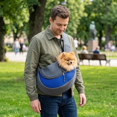 Sac de transport pour chien avec notre toutou et son maitre