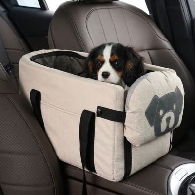 Sac de transport pour chien beige avec notre compagnon