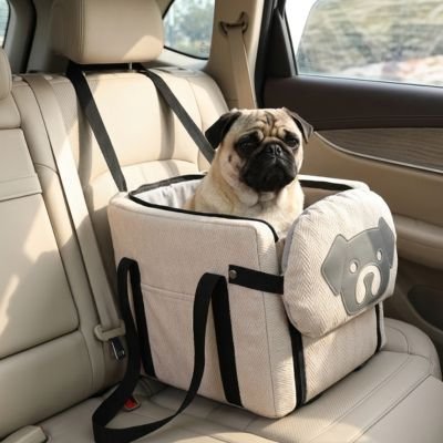 Sac de transport pour chien beige avec notre toutou