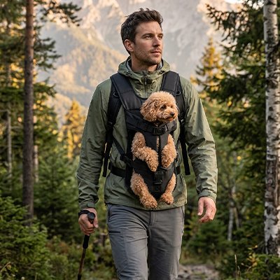 Sac de transport pour chien sur notre toutou en balade