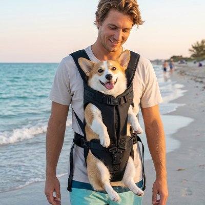 Sac de transport pour chien sur notre toutou en mer