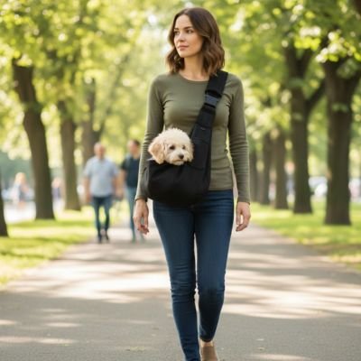 Sac transport pour chien avec notre ami et maitresse