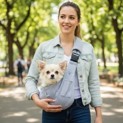 Sac transport pour chien avec notre toutou maitresse