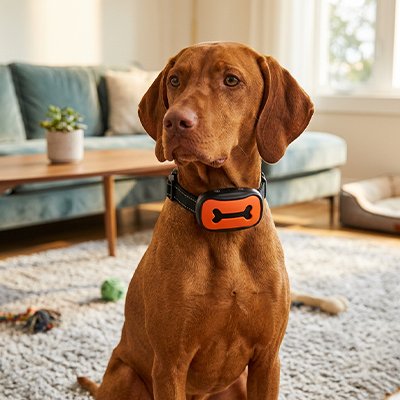 Toutou avec collier de dressage pour chien orange