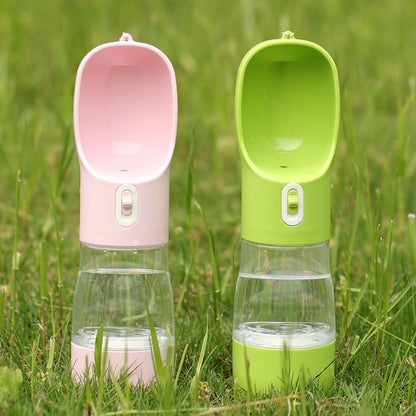 Bottle&Bowl | Gourde pour chien rose vert distributeurs eau-nourriture